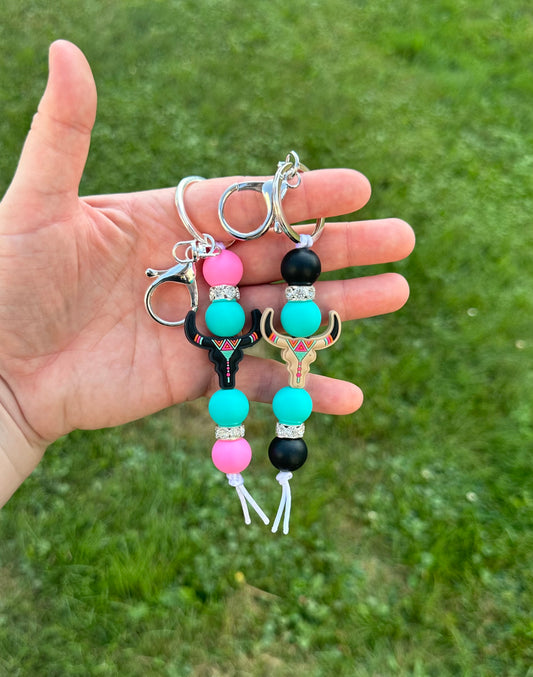 Aztec Skull Keychain