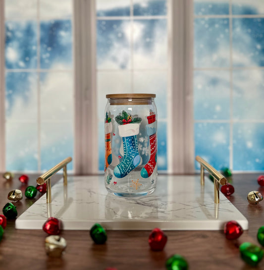 Christmas Stockings Glass Tumbler