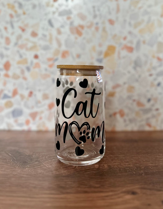 Cat Mom Glass Tumbler