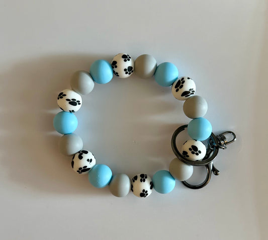 Sky Blue Pawprint Wristlet