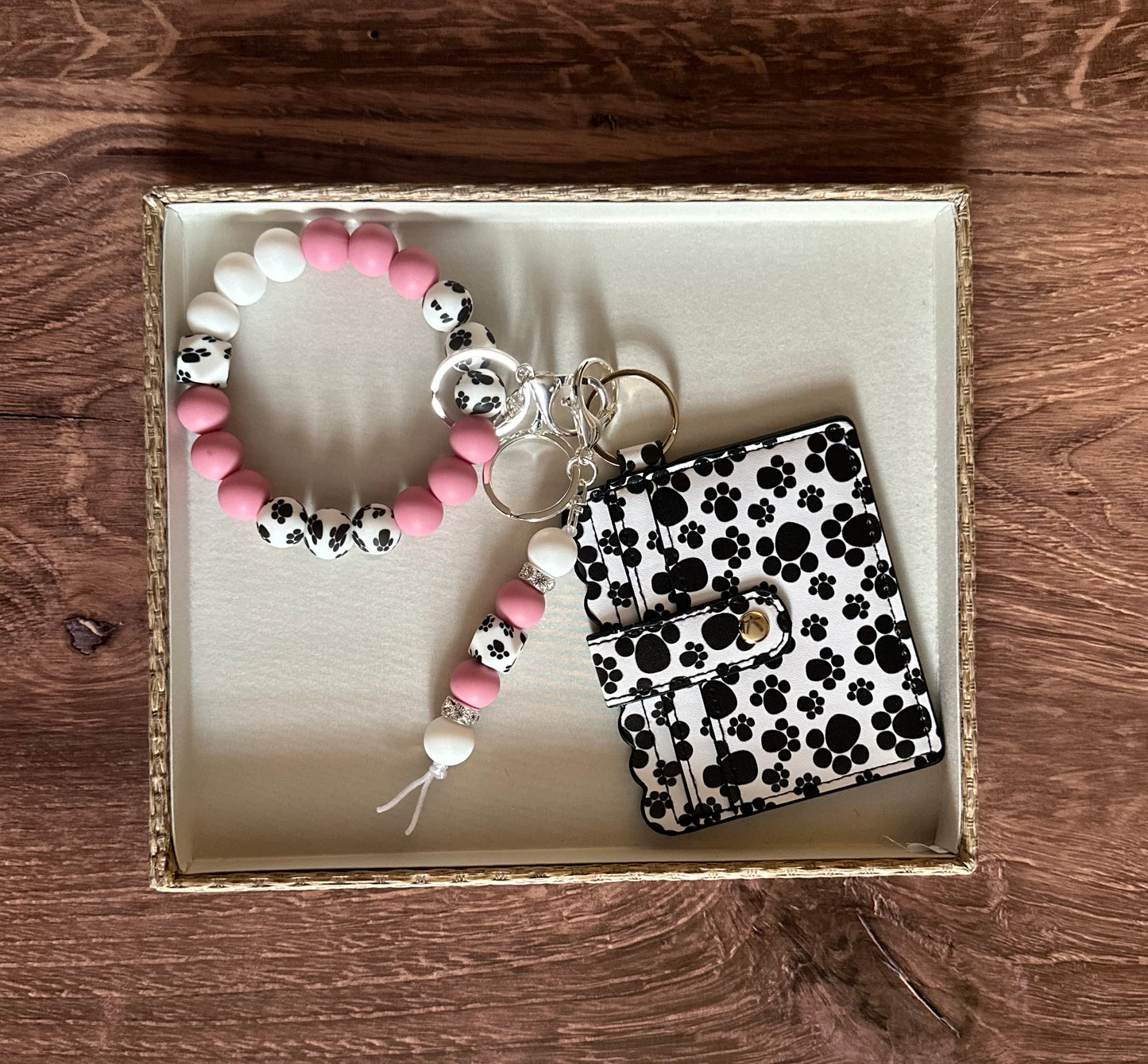 Paw Print Wallet & Keyring Set