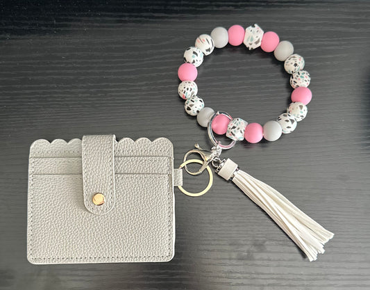 Pink Terazzo Wallet & Keyring Set